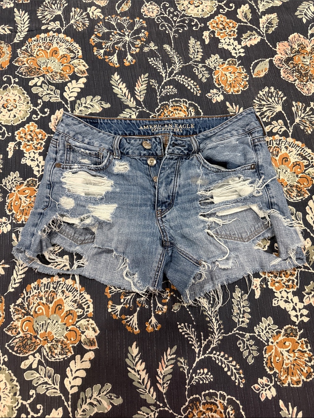 American Eagle Outfitters Light Blue Distressed Denim Cutoff Shorts